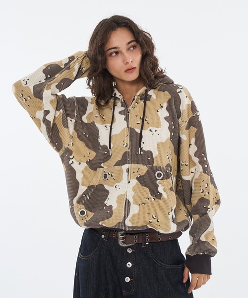 セール】ASSORT THERMAL EYELET DESIGN DOUBLE ZIP HOODIE / アソート