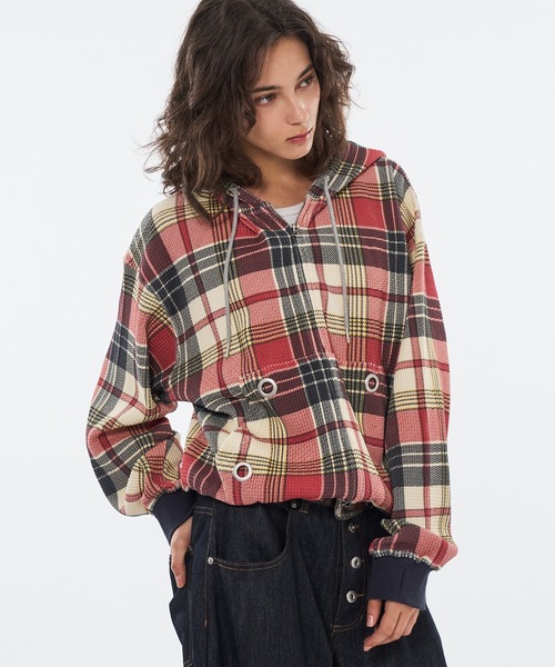 ASSORT THERMAL EYELET DESIGN DOUBLE ZIP HOODIE / アソート