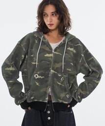 WISH FOR EVER(EBbVtH[Go[)ASSORT THERMAL EYELET DESIGN DOUBLE ZIP HOODIE / A\[gT[}ACbgfUC_uWbvt[fB(p[J[)