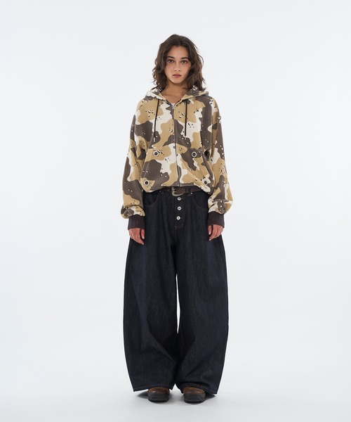 WISH FOR EVER（ウィッシュフォーエバー）の「ASSORT THERMAL EYELET DESIGN DOUBLE ZIP HOODIE / アソートサーマルアイレットデザインダブルジップフーディ（パーカー・メンズ・ベージュ/グリーン/レッド/その他・SMALL/MEDIUM/LARGE）」の5枚目の写真