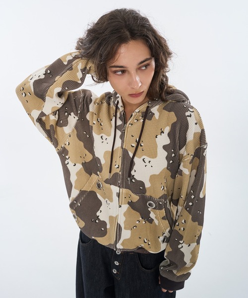 セール】ASSORT THERMAL EYELET DESIGN DOUBLE ZIP HOODIE / アソート