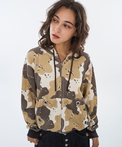 WISH FOR EVER（ウィッシュフォーエバー）の「ASSORT THERMAL EYELET DESIGN DOUBLE ZIP HOODIE / アソートサーマルアイレットデザインダブルジップフーディ（パーカー・メンズ・ベージュ/グリーン/レッド/その他・SMALL/MEDIUM/LARGE）」の14枚目の写真