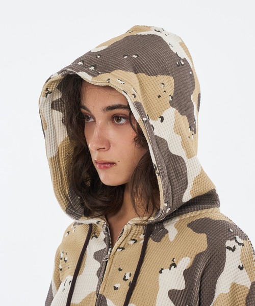 WISH FOR EVER（ウィッシュフォーエバー）の「ASSORT THERMAL EYELET DESIGN DOUBLE ZIP HOODIE / アソートサーマルアイレットデザインダブルジップフーディ（パーカー・メンズ・ベージュ/グリーン/レッド/その他・SMALL/MEDIUM/LARGE）」の17枚目の写真