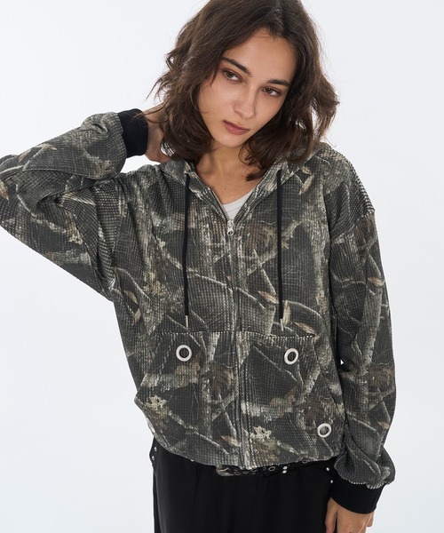 セール】ASSORT THERMAL EYELET DESIGN DOUBLE ZIP HOODIE / アソート