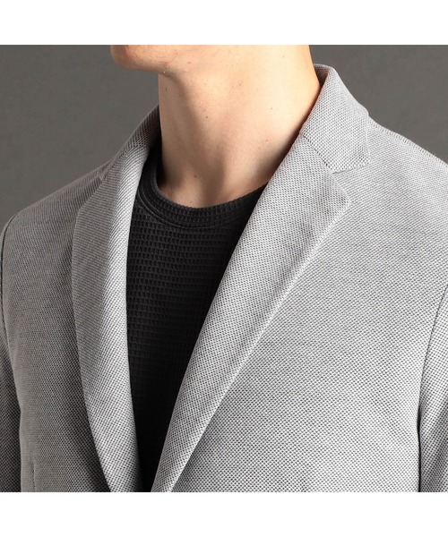 MONSIEUR NICOLE（ムッシュニコル）の「【ex/tra】ハニカムニット カットソージャケット（テーラードジャケット・メンズ・ブルー/ホワイト・MEDIUM/LARGE/X-LARGE）」の9枚目の写真