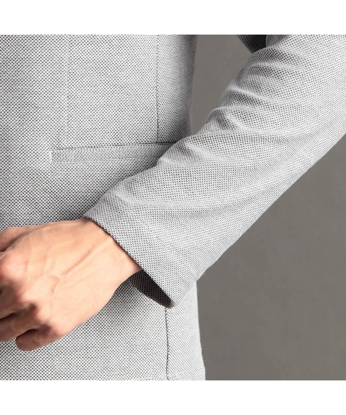 MONSIEUR NICOLE（ムッシュニコル）の「【ex/tra】ハニカムニット カットソージャケット（テーラードジャケット・メンズ・ブルー/ホワイト・MEDIUM/LARGE/X-LARGE）」の10枚目の写真