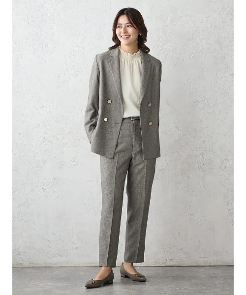 Perfect Suit FActory（パーフェクトスーツファクトリー）の「スムース楊柳シャーリングウォッシャブルブラウス　オフホワイト/ブラック/ベージュ/ブラウン（Tシャツ/カットソー・レディース・ベージュ/オフホワイト/ブラック/ダークブラウン・S/L/M）」の21枚目の写真