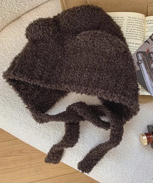 VIBGYOR Women（ヴィブジョー　ウィメン）の「【urge select】《アニマルシリーズ》くま耳 もこもこ ニット帽/ニットキャップ（ニットキャップ/ビーニー・レディース・ブラック/チャコール/ベージュ/ホワイト/ブラウン・FREE）」の4枚目の写真