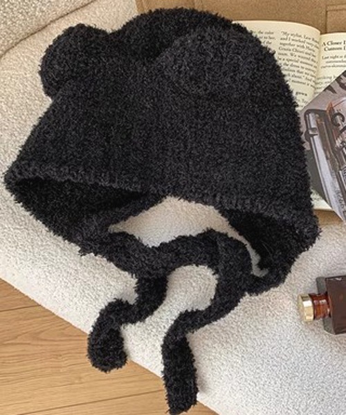 VIBGYOR Women（ヴィブジョー　ウィメン）の「【urge select】《アニマルシリーズ》くま耳 もこもこ ニット帽/ニットキャップ（ニットキャップ/ビーニー・レディース・ブラック/チャコール/ベージュ/ホワイト/ブラウン・FREE）」の2枚目の写真