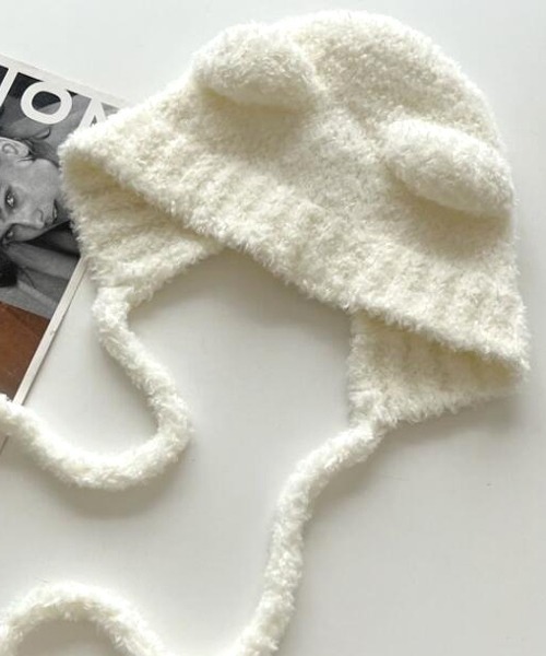VIBGYOR Women（ヴィブジョー　ウィメン）の「【urge select】《アニマルシリーズ》くま耳 もこもこ ニット帽/ニットキャップ（ニットキャップ/ビーニー・レディース・ブラック/チャコール/ベージュ/ホワイト/ブラウン・FREE）」の6枚目の写真