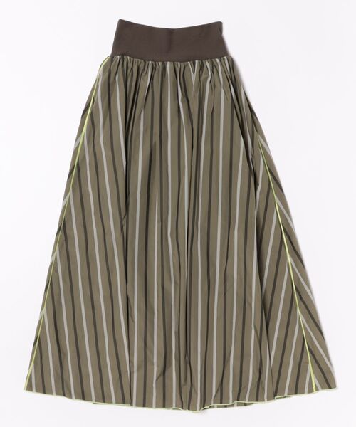 Q（キュー）の「メモリーマルチストライプスカート（スカート・レディース・ネイビー系/カーキ系・MEDIUM）」の5枚目の写真
