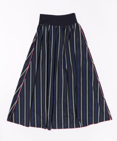 Q（キュー）の「メモリーマルチストライプスカート（スカート・レディース・ネイビー系/カーキ系・MEDIUM）」の4枚目の写真