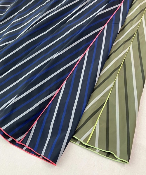 Q（キュー）の「メモリーマルチストライプスカート（スカート・レディース・ネイビー系/カーキ系・MEDIUM）」の20枚目の写真