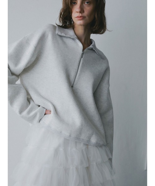 HER.（ハー）の「ビッグカラーハーフジッププルオーバー（Tシャツ/カットソー・レディース・グレー/ライトグレー・フリー）」の2枚目の写真