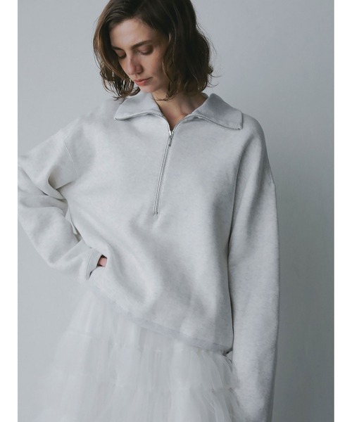 HER.（ハー）の「ビッグカラーハーフジッププルオーバー（Tシャツ/カットソー・レディース・グレー/ライトグレー・フリー）」の3枚目の写真