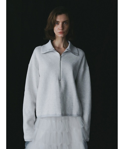 HER.（ハー）の「ビッグカラーハーフジッププルオーバー（Tシャツ/カットソー・レディース・グレー/ライトグレー・フリー）」の8枚目の写真