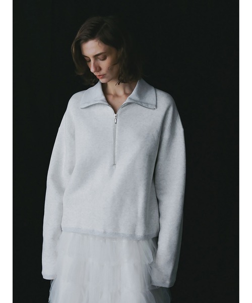 HER.（ハー）の「ビッグカラーハーフジッププルオーバー（Tシャツ/カットソー・レディース・グレー/ライトグレー・フリー）」の9枚目の写真