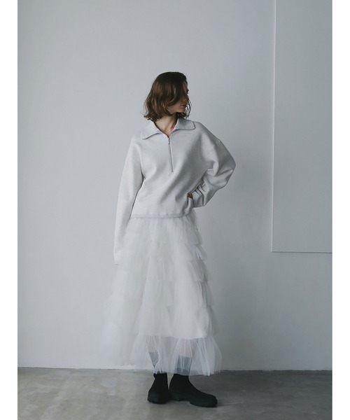 HER.（ハー）の「ビッグカラーハーフジッププルオーバー（Tシャツ/カットソー・レディース・グレー/ライトグレー・フリー）」の11枚目の写真