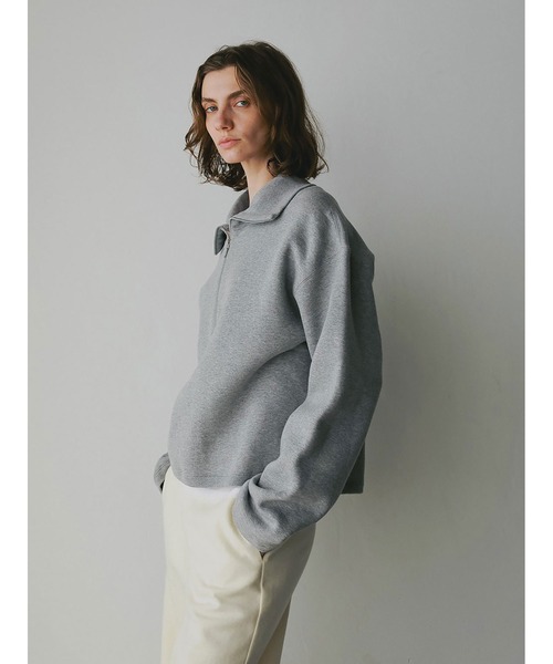 HER.（ハー）の「ビッグカラーハーフジッププルオーバー（Tシャツ/カットソー・レディース・グレー/ライトグレー・フリー）」の14枚目の写真