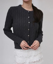 merrylatte | ハートボタンケーブルカーディガン(カーディガン/ボレロ)