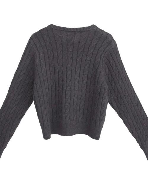 merrylatte（メリーラテ）の「ハートボタンケーブルカーディガン（カーディガン/ボレロ・レディース・グレー・FREE）」の4枚目の写真