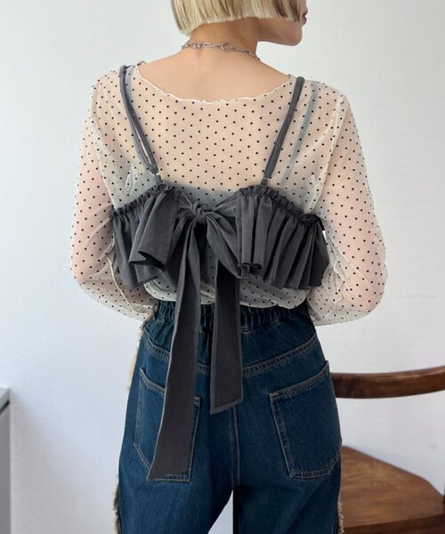 w closet（ダブルクローゼット）の「ふりふりビスチェ（キャミソール・レディース・ブラック/ブルー・FREE）」の6枚目の写真