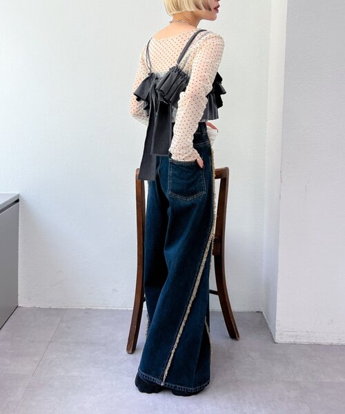 w closet（ダブルクローゼット）の「ふりふりビスチェ（キャミソール・レディース・ブラック/ブルー・FREE）」の11枚目の写真