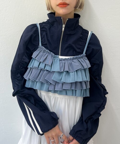 w closet（ダブルクローゼット）の「ふりふりビスチェ（キャミソール・レディース・ブラック/ブルー・FREE）」の12枚目の写真