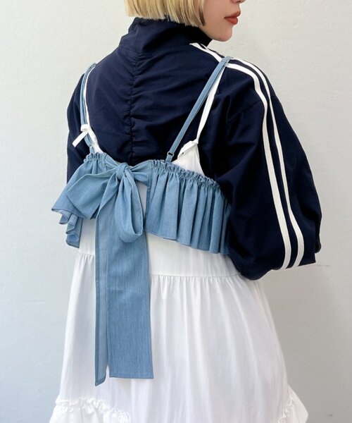 w closet（ダブルクローゼット）の「ふりふりビスチェ（キャミソール・レディース・ブラック/ブルー・FREE）」の13枚目の写真