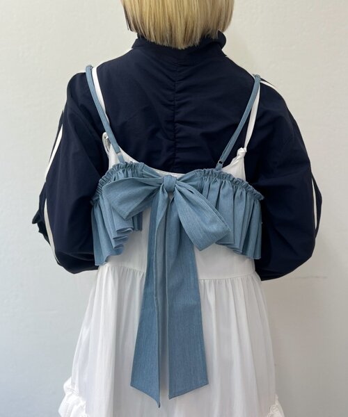 w closet（ダブルクローゼット）の「ふりふりビスチェ（キャミソール・レディース・ブラック/ブルー・FREE）」の14枚目の写真