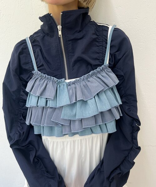 w closet（ダブルクローゼット）の「ふりふりビスチェ（キャミソール・レディース・ブラック/ブルー・FREE）」の17枚目の写真