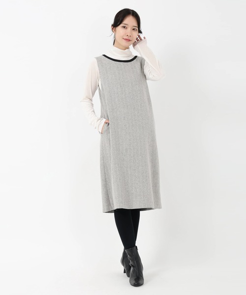 STRAWBERRY-FIELDS(ストロベリーフィールズ)の「メランジツイード_前後2wayジャンパースカート(ワンピース・レディース・アイボリー/ブラック・2)」の3枚目の写真