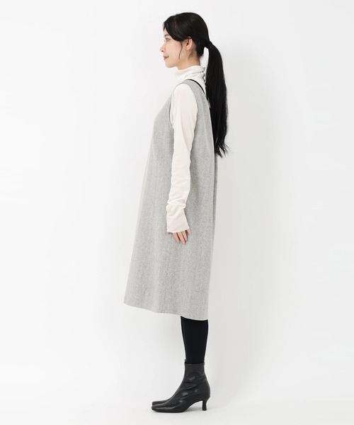 STRAWBERRY-FIELDS(ストロベリーフィールズ)の「メランジツイード_前後2wayジャンパースカート(ワンピース・レディース・アイボリー/ブラック・2)」の4枚目の写真