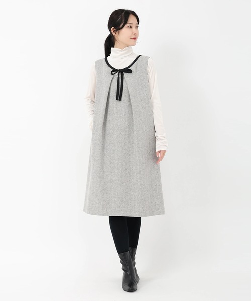 STRAWBERRY-FIELDS(ストロベリーフィールズ)の「メランジツイード_前後2wayジャンパースカート(ワンピース・レディース・アイボリー/ブラック・2)」の6枚目の写真