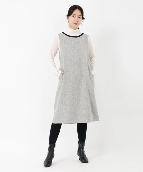 STRAWBERRY-FIELDS(ストロベリーフィールズ)の「メランジツイード_前後2wayジャンパースカート(ワンピース・レディース・アイボリー/ブラック・2)」の12枚目の写真