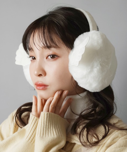 セール】フェイクファーイヤーマフ/イヤマフ/耳あて/羽根（イヤーマフ