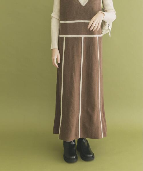 ITEMS URBANRESEARCH（アイテムズ アーバンリサーチ）の「パイピングニットジャンパースカート（ジャンパースカート・レディース・ブラウン/ベージュ系その他・FREE）」の18枚目の写真