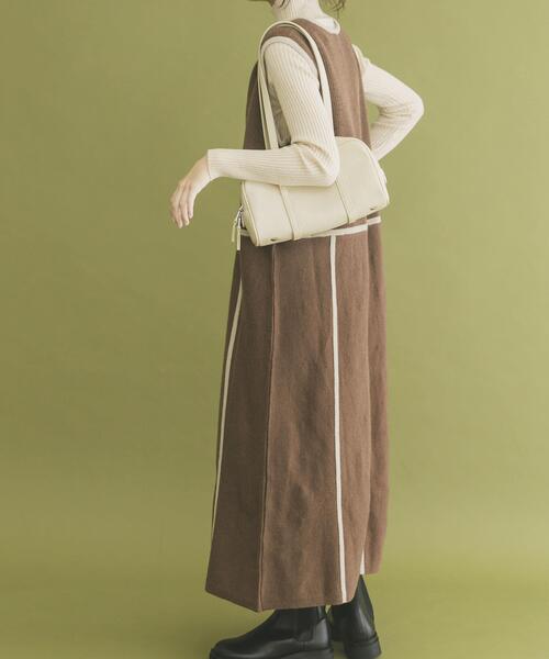 ITEMS URBANRESEARCH（アイテムズ アーバンリサーチ）の「パイピングニットジャンパースカート（ジャンパースカート・レディース・ブラウン/ベージュ系その他・FREE）」の16枚目の写真
