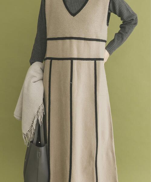ITEMS URBANRESEARCH（アイテムズ アーバンリサーチ）の「パイピングニットジャンパースカート（ジャンパースカート・レディース・ブラウン/ベージュ系その他・FREE）」の9枚目の写真