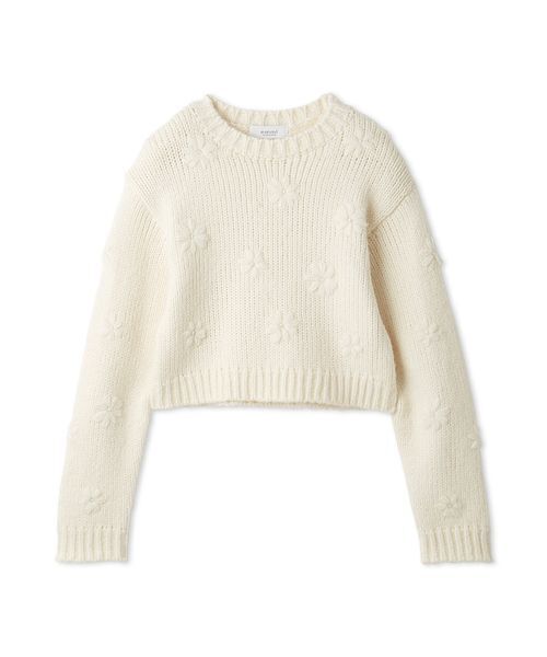 emmi（エミ）の「フラワーエンブロイダリーニットトップス（ニット/セーター・レディース・オフホワイト/グレー/イエロー・F）」の5枚目の写真