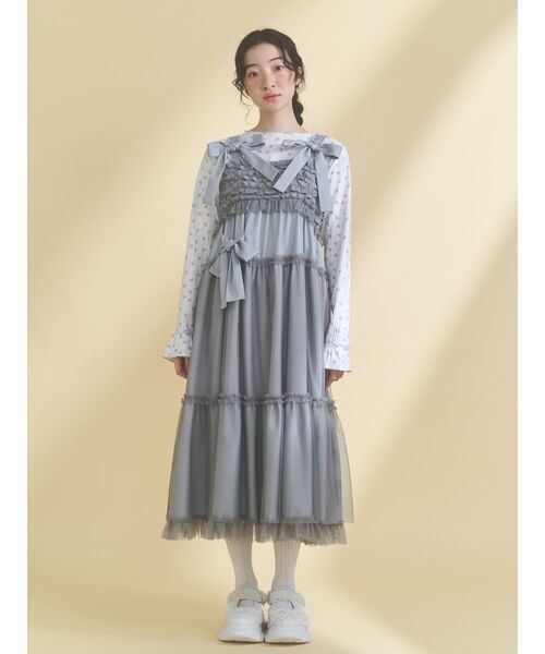 セール】チュールリボンキャミワンピース（ワンピース）｜merry jenny