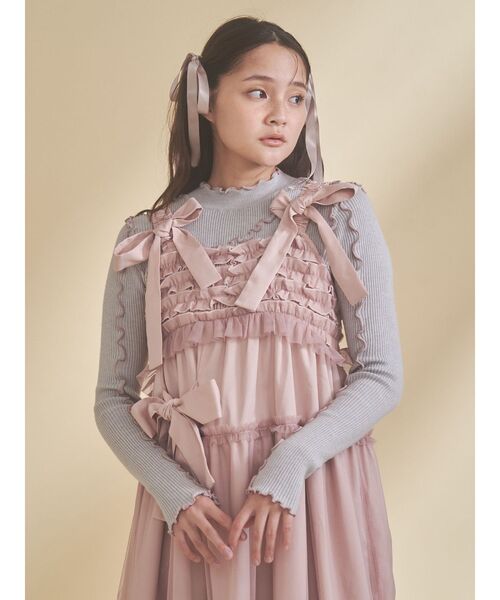 merry jenny(メリージェニー)の「チュールリボンキャミワンピース(ワンピース・レディース・ピンク/ネイビー/ブラック/ブルー・FREE)」の16枚目の写真