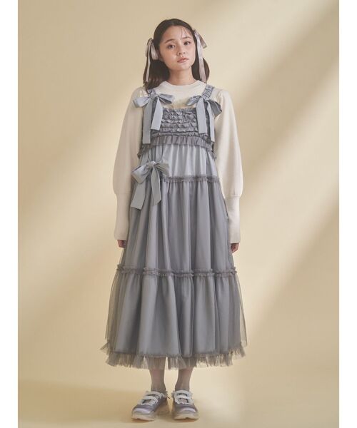 merry jenny(メリージェニー)の「チュールリボンキャミワンピース(ワンピース・レディース・ピンク/ネイビー/ブラック/ブルー・FREE)」の17枚目の写真