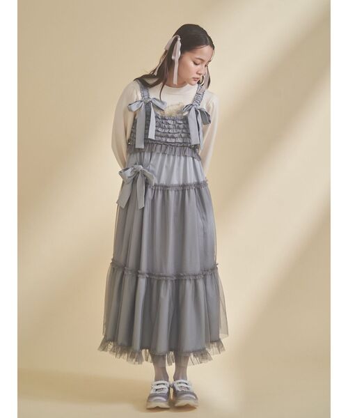 merry jenny(メリージェニー)の「チュールリボンキャミワンピース(ワンピース・レディース・ピンク/ネイビー/ブラック/ブルー・FREE)」の18枚目の写真