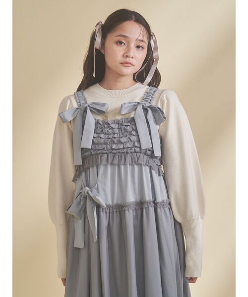 merry jenny(メリージェニー)の「チュールリボンキャミワンピース(ワンピース・レディース・ピンク/ネイビー/ブラック/ブルー・FREE)」の20枚目の写真