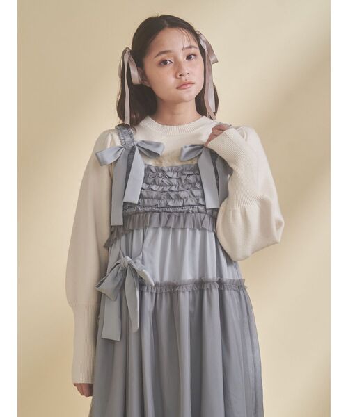 merry jenny(メリージェニー)の「チュールリボンキャミワンピース(ワンピース・レディース・ピンク/ネイビー/ブラック/ブルー・FREE)」の21枚目の写真