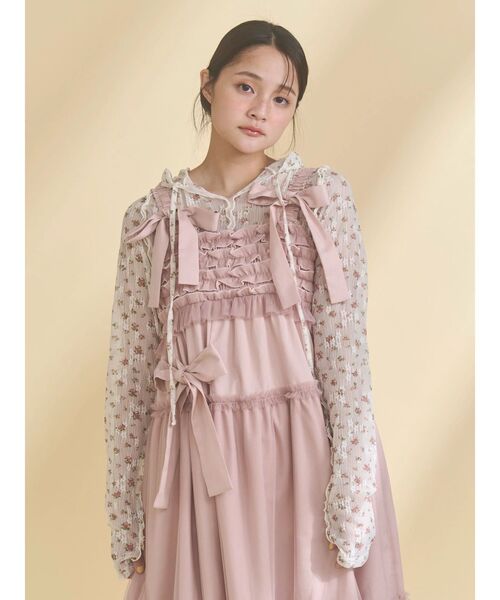 セール】チュールリボンキャミワンピース（ワンピース）｜merry jenny