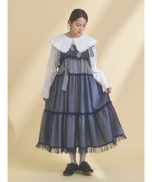 merry jenny（メリージェニー）の「チュールリボンキャミワンピース（ワンピース・レディース・ピンク/ネイビー/ブラック/ブルー・FREE）」の22枚目の写真