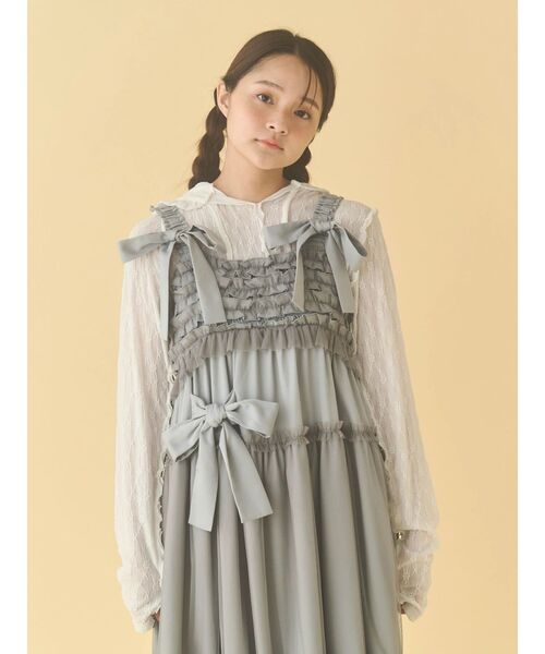 merry jenny（メリージェニー）の「チュールリボンキャミワンピース（ワンピース・レディース・ピンク/ネイビー/ブラック/ブルー・FREE）」の10枚目の写真