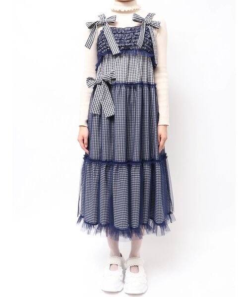 merry jenny（メリージェニー）の「チュールリボンキャミワンピース（ワンピース・レディース・ピンク/ネイビー/ブラック/ブルー・FREE）」の11枚目の写真